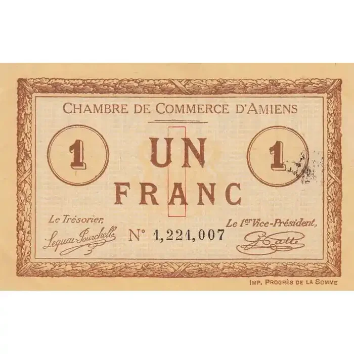 Amiens – Pirot 7-36 – 1 franc – 1915 – Etat SUP