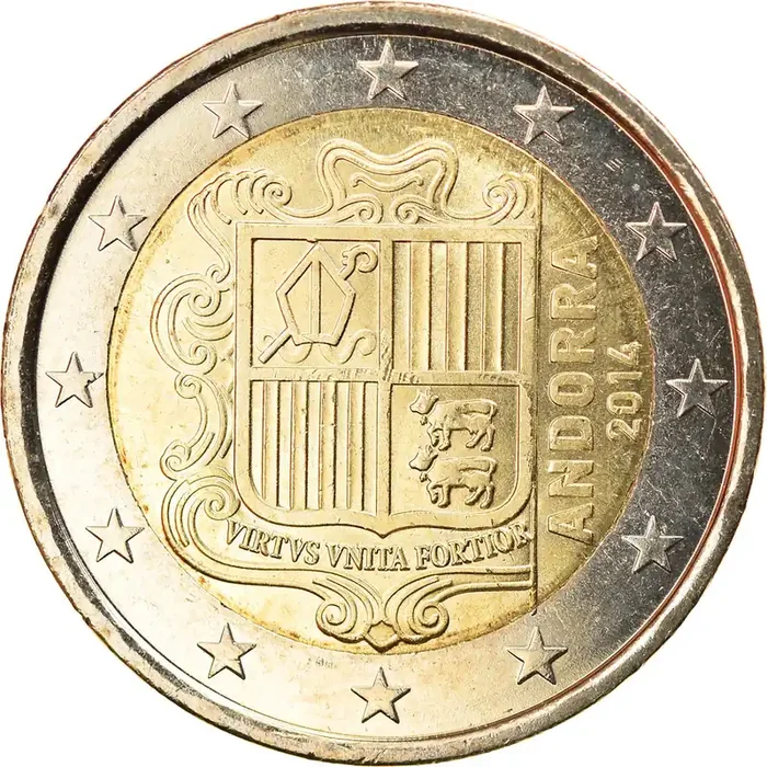 Andorra, 2 Euro, 2014 MS(63) – Bi-Metallic – KM New