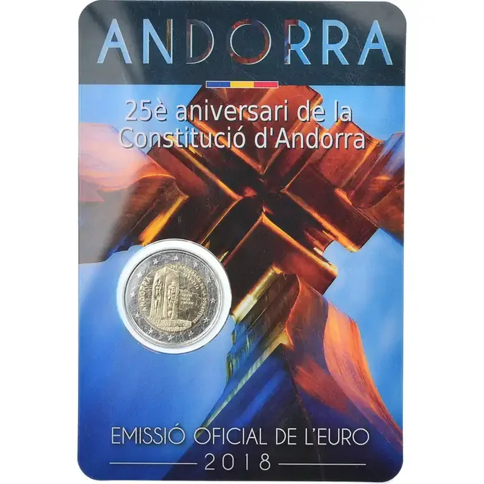 Andorra, 2 Euro, 25 years of Constitution 2018 – BU – MS(65-70) – Bi-Metallic