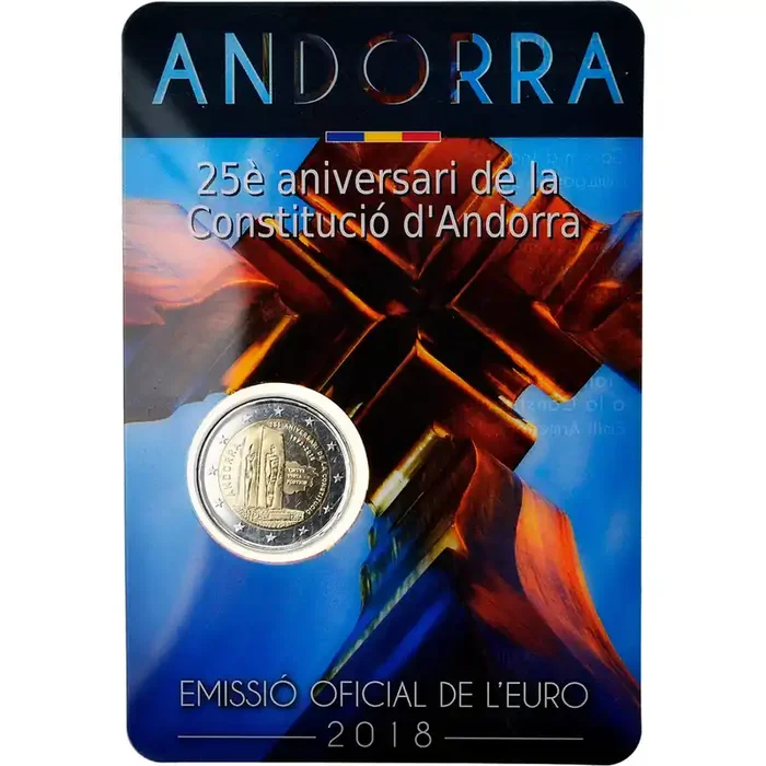 Andorra, 2 Euro, 25 years of Constitution 2018 – BU – MS(65-70) – Bi-Metallic