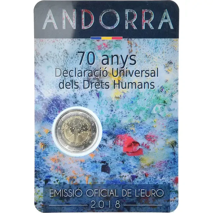 Andorra, 2 Euro, 70 ans de la Déclaration des Droits de l‘Homme 2018 – BU