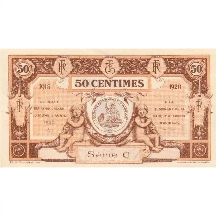 Aurillac (Cantal) – Pirot 16-1a – 50 centimes – Série C – 1915 – Etat SPL