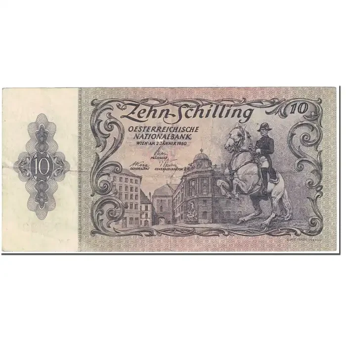 Banknote, Austria, 10 Schilling 1950 – 1950-01-02 – KM 128 – VF(20-25)