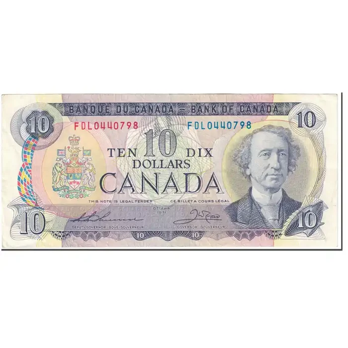 Banknote, Canada, 10 Dollars 1971 – Undated (1971) – KM 88e – AU(50-53)
