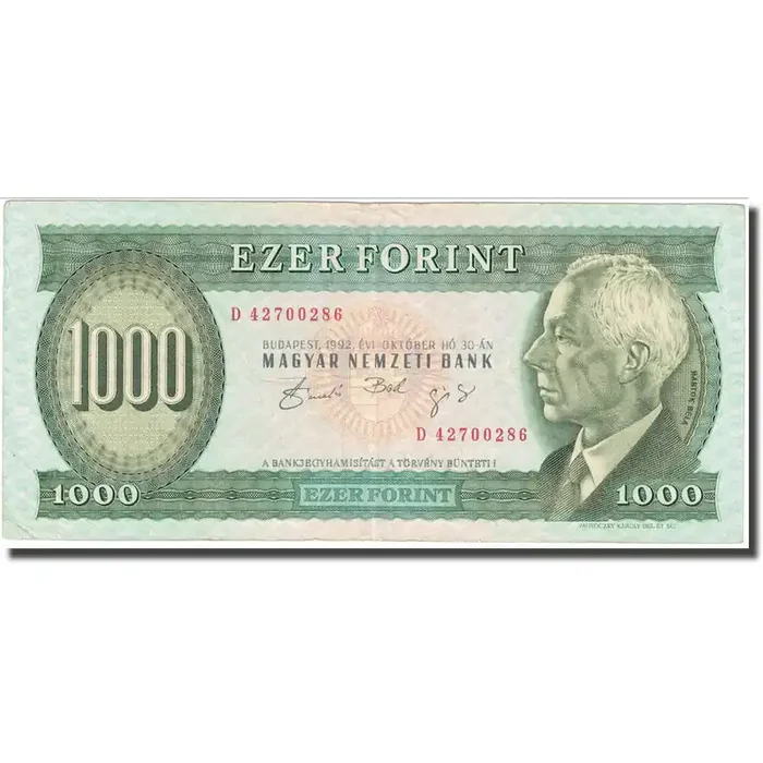 Banknote, Hungary, 1000 Forint 1992 – 1992-10-30 – KM 176a – AU(55-58)