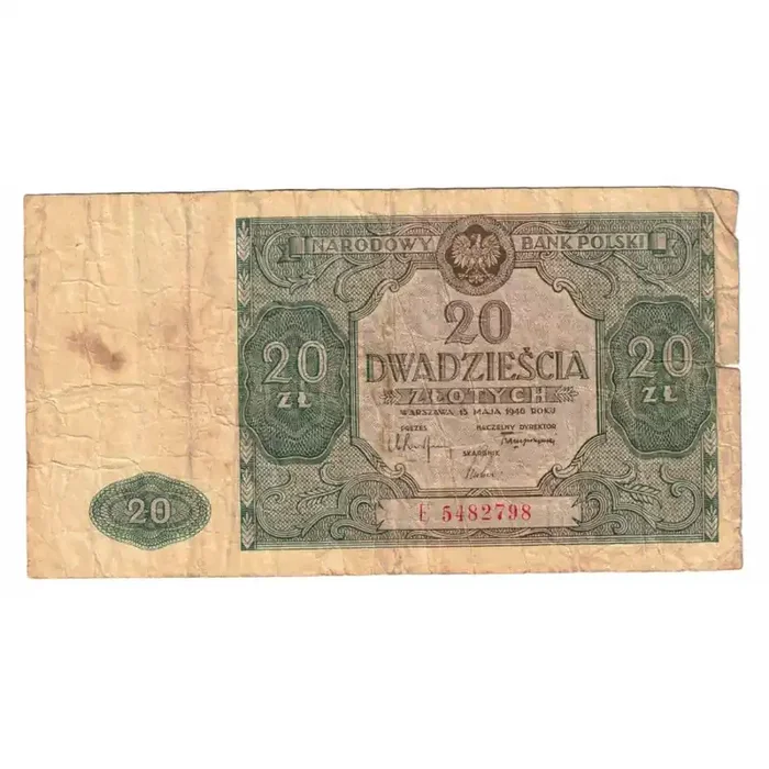 Banknote, Poland, 20 Zlotych 1946 – 1946-05-15 – KM 127 – VG(8-10)