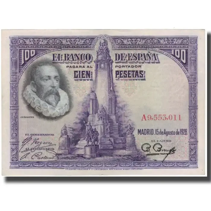 Banknote, Spain, 100 Pesetas 1928-08-15 – KM 76a – EF(40-45)