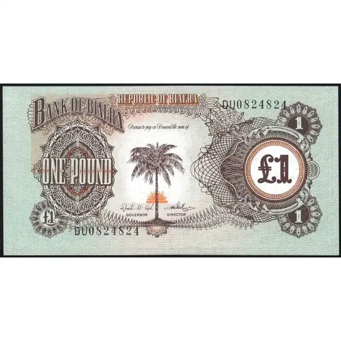 Biafra – Pick 5a – 1 pound – Série DU – 1969 – Etat NEUF