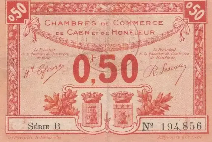 Billet France 0.5 franc – Chambre de Commerce de Caen et Honfleur – 1920 – Série B
