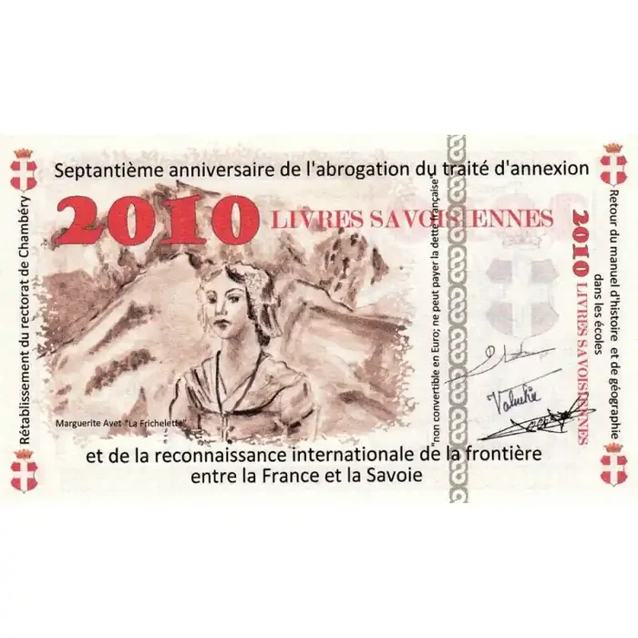 Billet savoisien – 2010 Livres savoisiennes – 2010 – Type a – Etat NEUF