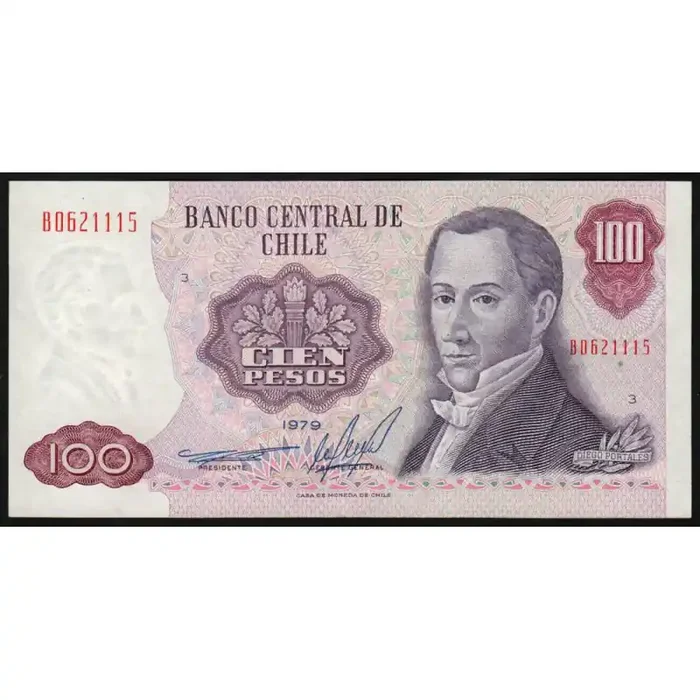Chili – Pick 152b_3 – 100 pesos – Série B – 1979 – Etat SUP