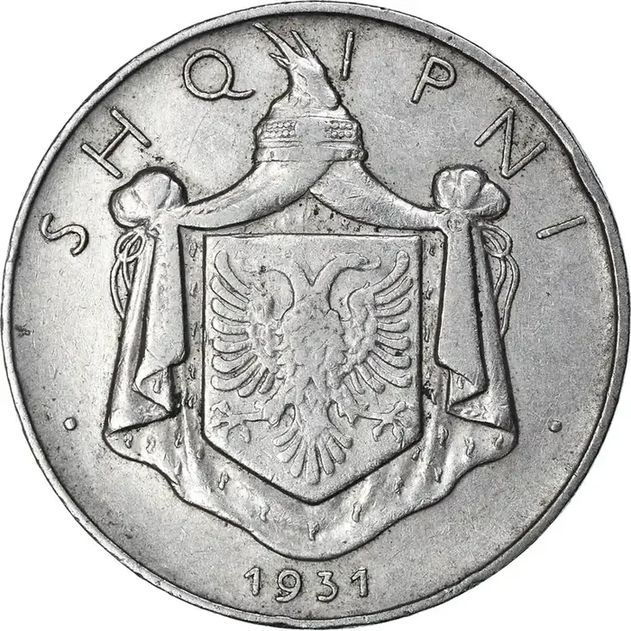 Coin, Albania, Zog I 1/2 Lek – 1931 – EF(40-45) – Nickel – KM 13