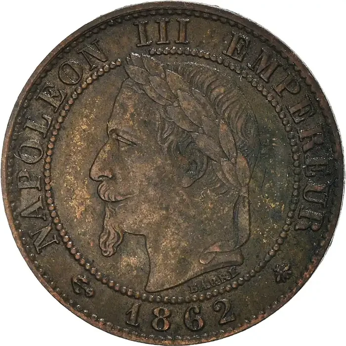 Coin, France, Napoleon III Centime – 1862 – Paris – EF(40-45) – Bronze – KM 795.1
