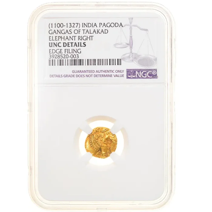 Coin, India, Pagoda 12th-14th century – NGC – UNC Details – MS(65-70) – Gold