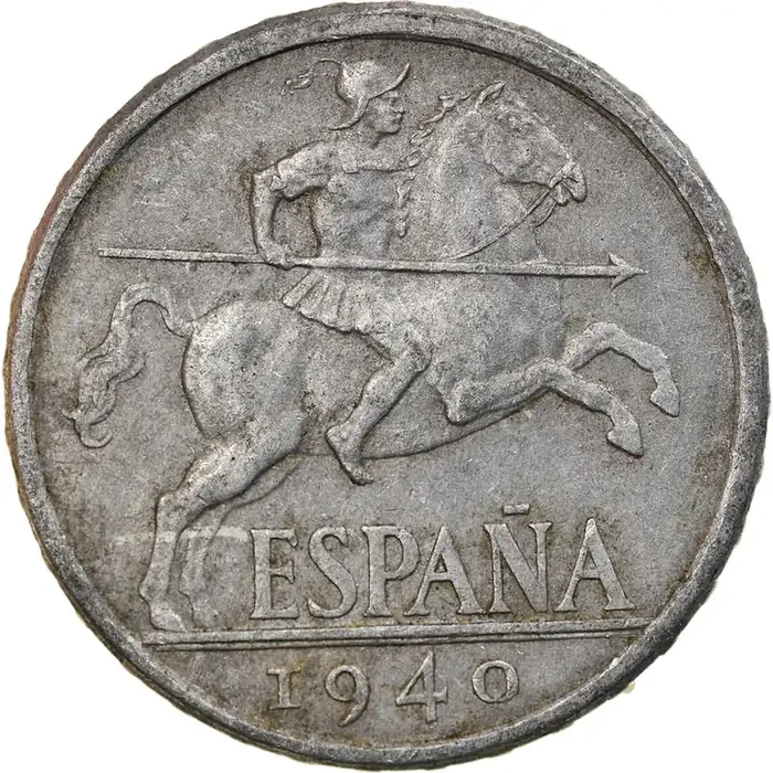 Coin, Spain, 10 Centimos 1940 – EF(40-45) – Aluminum – KM 766