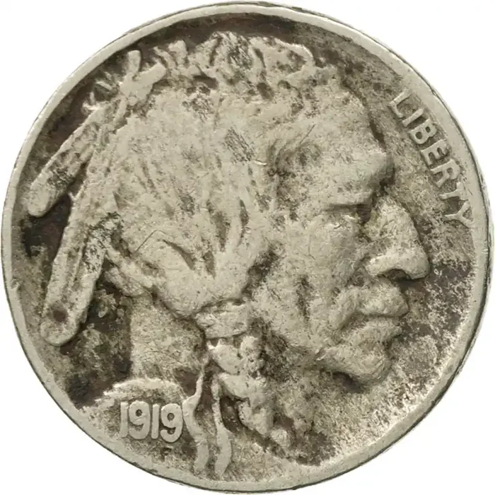 Coin, United States, Buffalo Nickel 5 Cents – 1919 – U.S. Mint – Denver