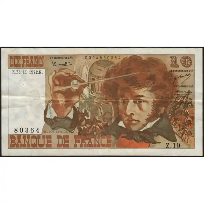F 63-01 – 23/11/1972 – 10 francs – Berlioz – Série Z.10 – Etat TB+