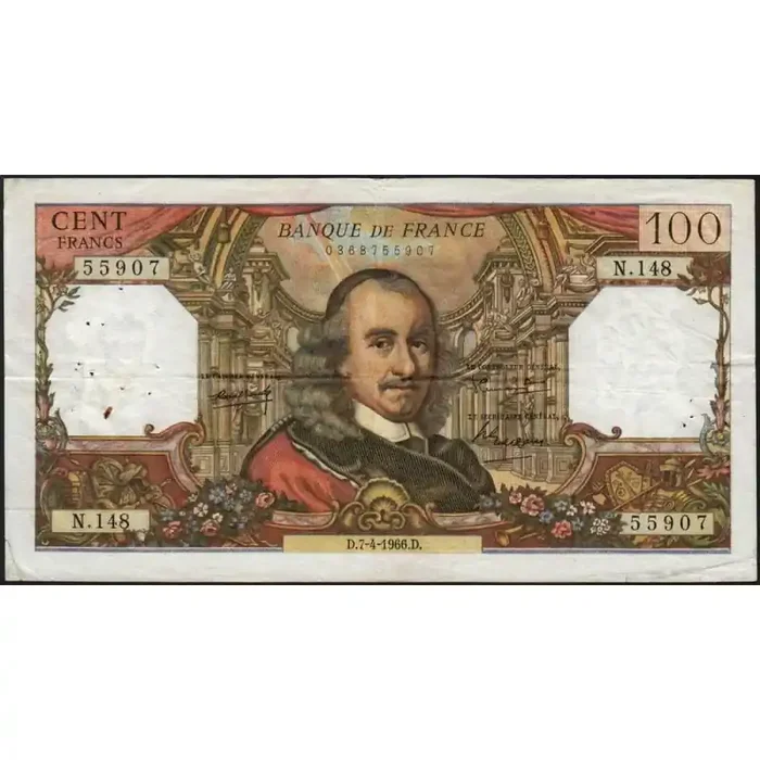 F 65-12 – 07/04/1966 – 100 francs – Corneille – Série N.148 – Etat TB+