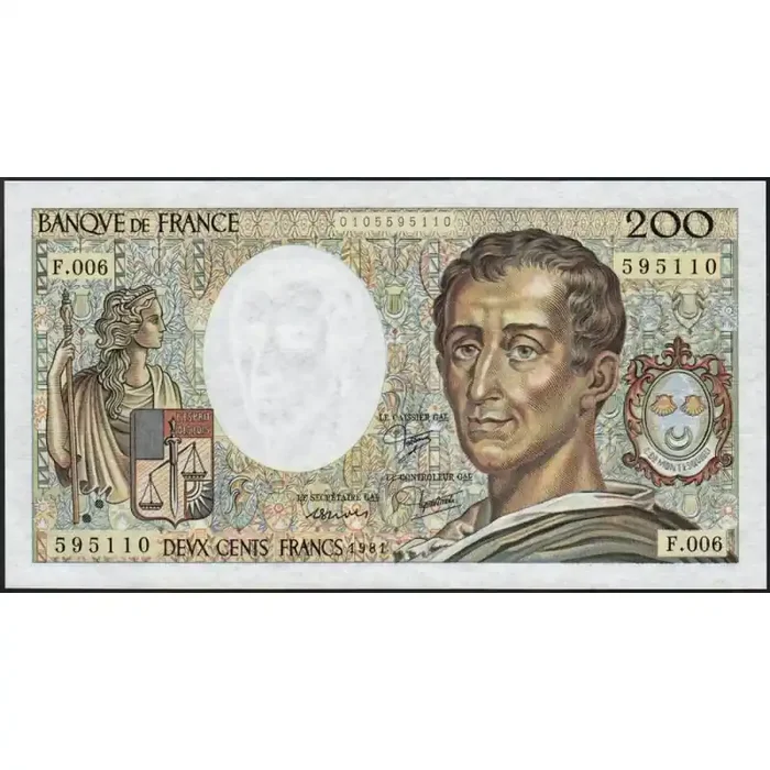 F 70-01 – 1981 – 200 francs – Montesquieu – Série F.006 – Etat SUP+