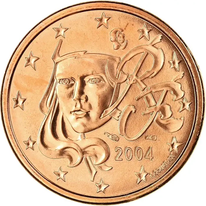 France, 5 Euro Cent, 2004 MS(65-70) – Copper Plated Steel – KM 1284