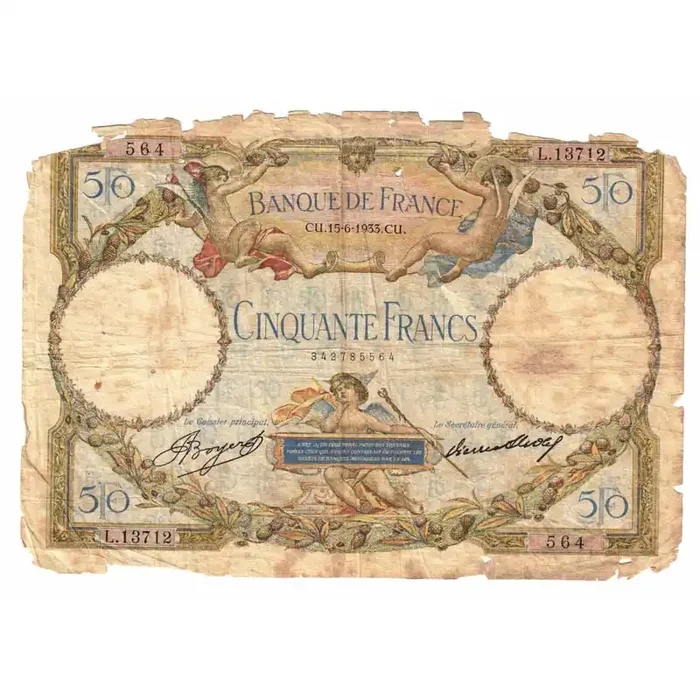 France, 50 Francs, Luc Olivier Merson 1933 – L.13712 – AG(1-3) – Fayette 16.4