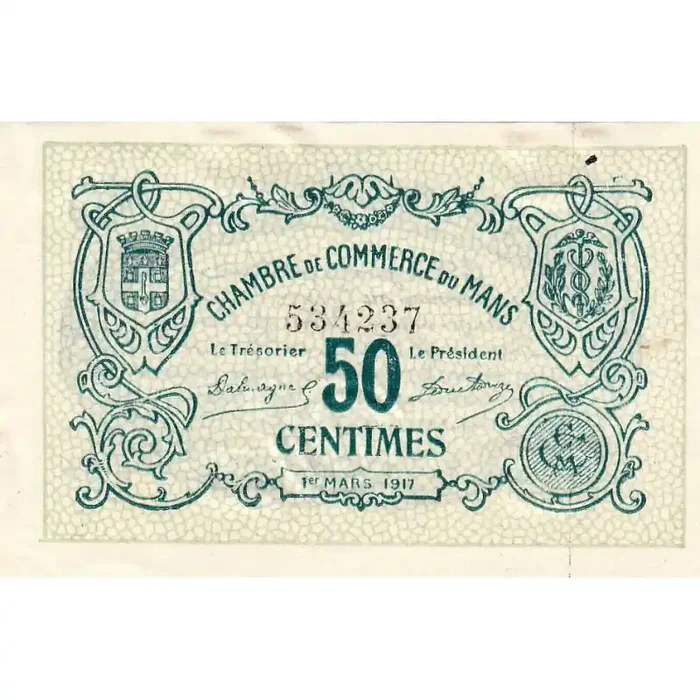 Le Mans – Pirot 69-9 – 50 centimes – 01/03/1917 – Etat pr.NEUF