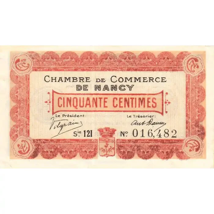 Nancy – Pirot 87-28 – 50 centimes – Série 12I – 01/12/1918 – Etat SPL+