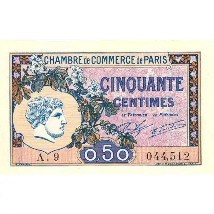 Paris – Pirot 97-31 – 50 centimes – Série A.9 – 10/03/1920 – Etat pr.NEUF