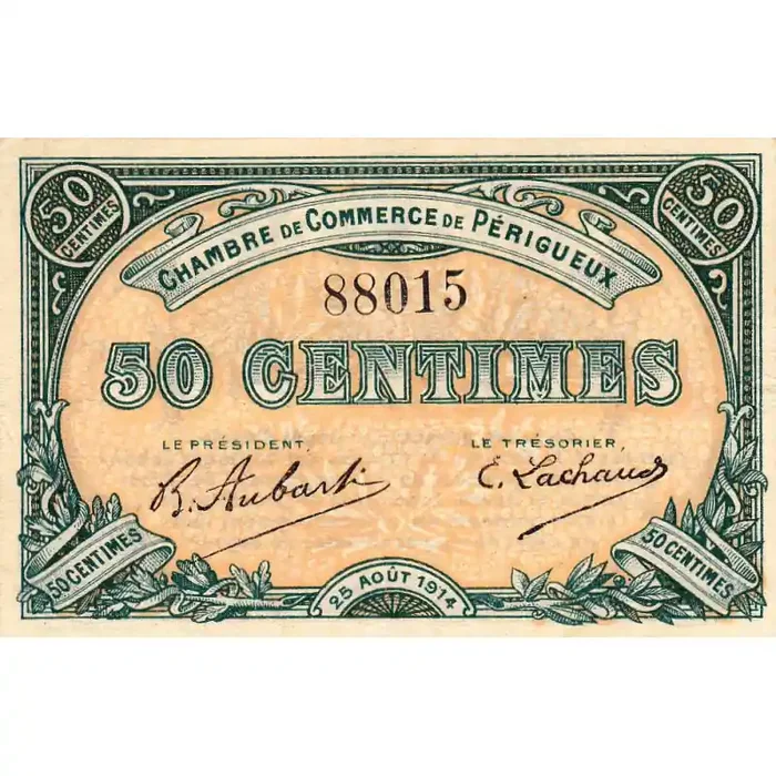 Périgueux – Pirot 98-1 variété – 50 centimes – 25/08/1914 – Etat SUP-
